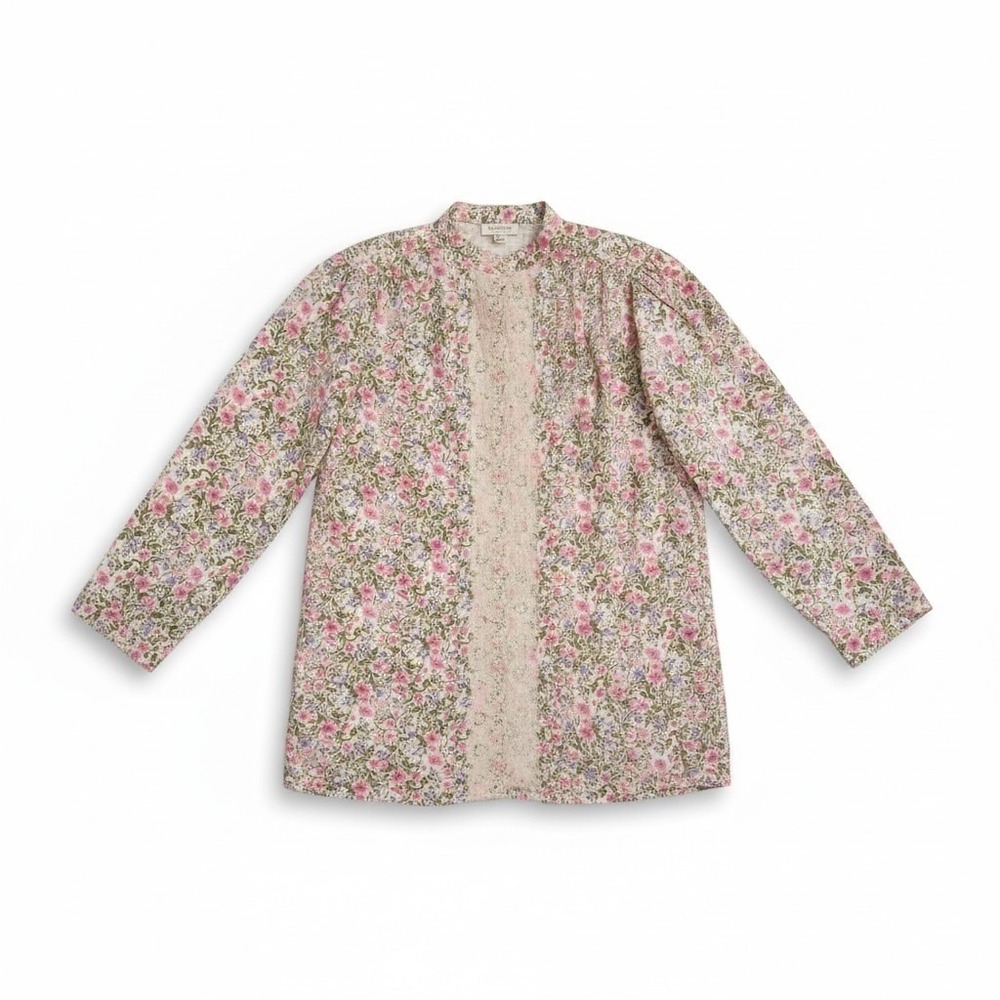 Victorias Secret Vintage Floral Lace Cotton Sleep Shirt Nightgown ML Pink Cream